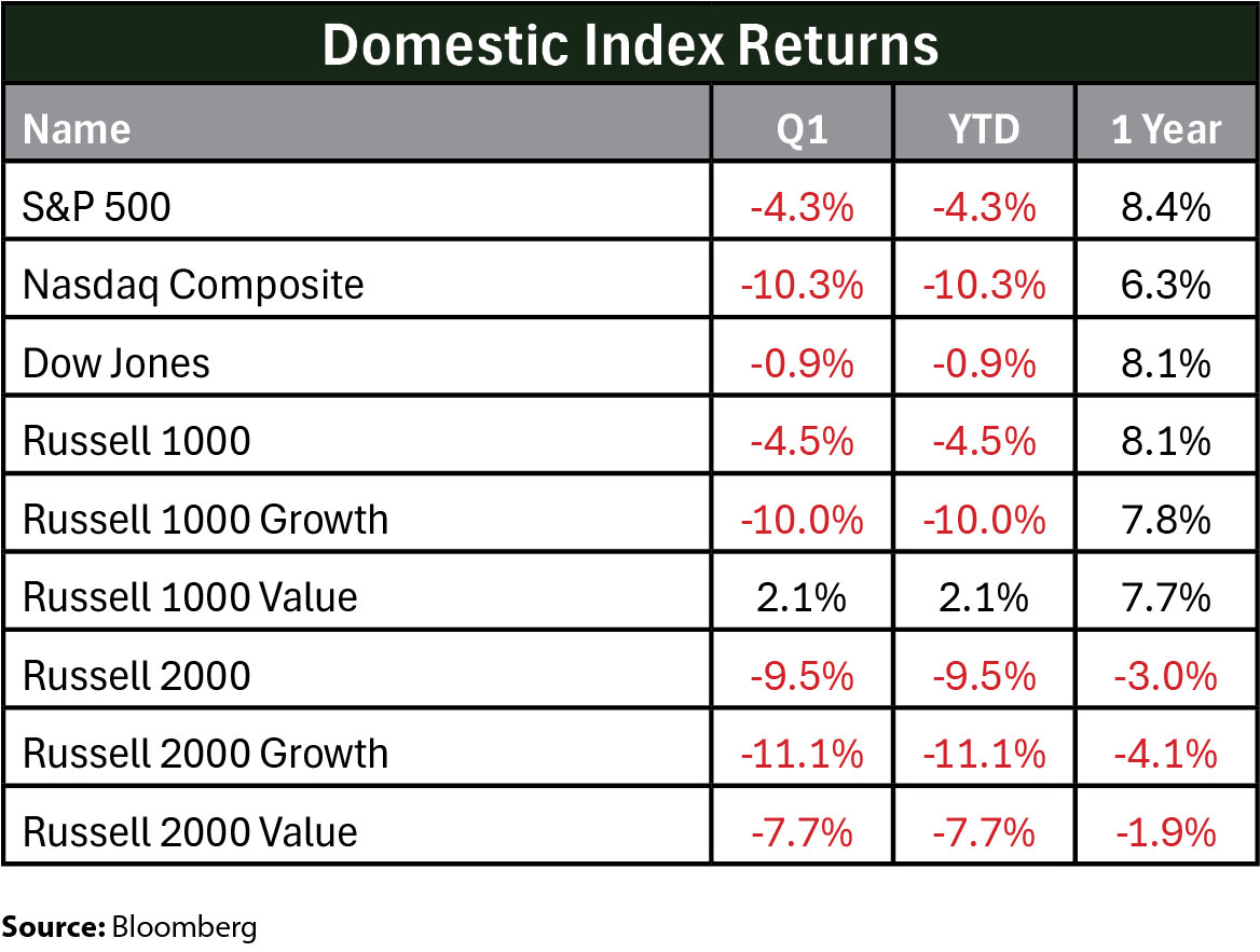 Domestic Index Returns